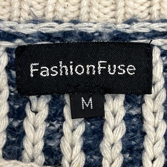 Fashion Fuse Women's Pullover Sweater Lace-Up Front Blue Size M - Picture 3 of 6